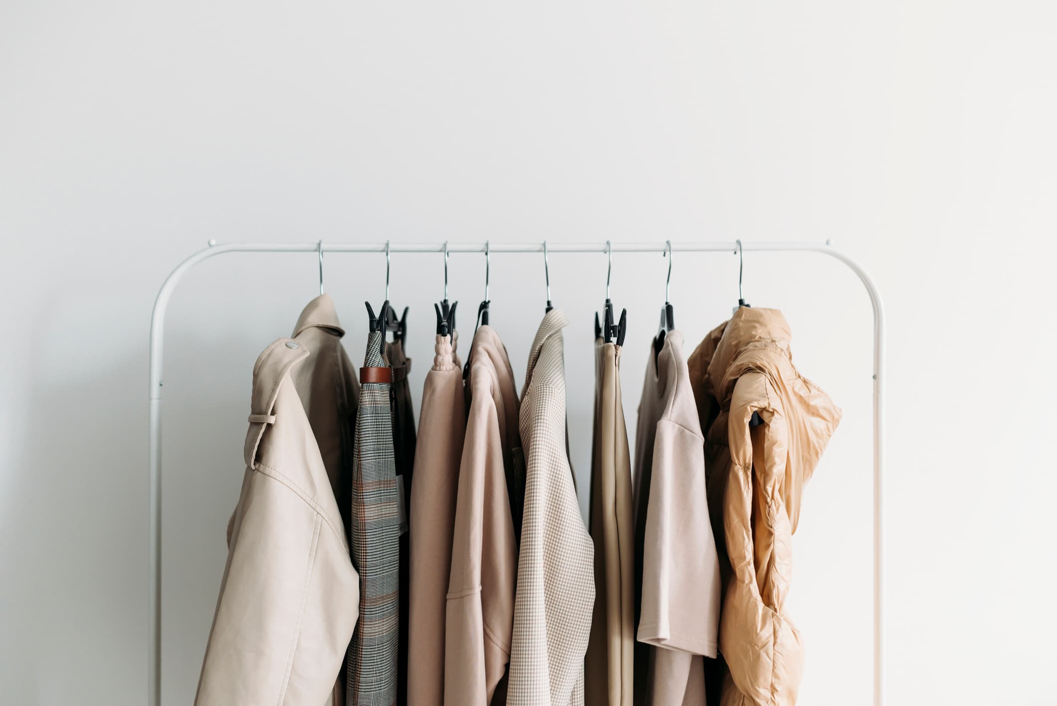 clothes hanging on a rack